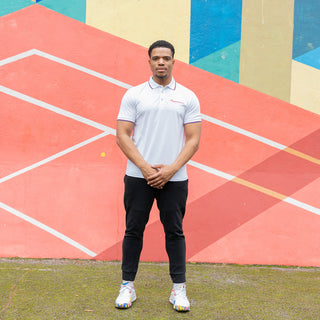 Polo sport in breathable pique white