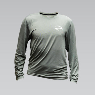 Long Sleeve Performance Tee with Breathable Construction in Grey