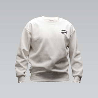 Cotton White blend fleece sweatshirt with front embroidery and back print